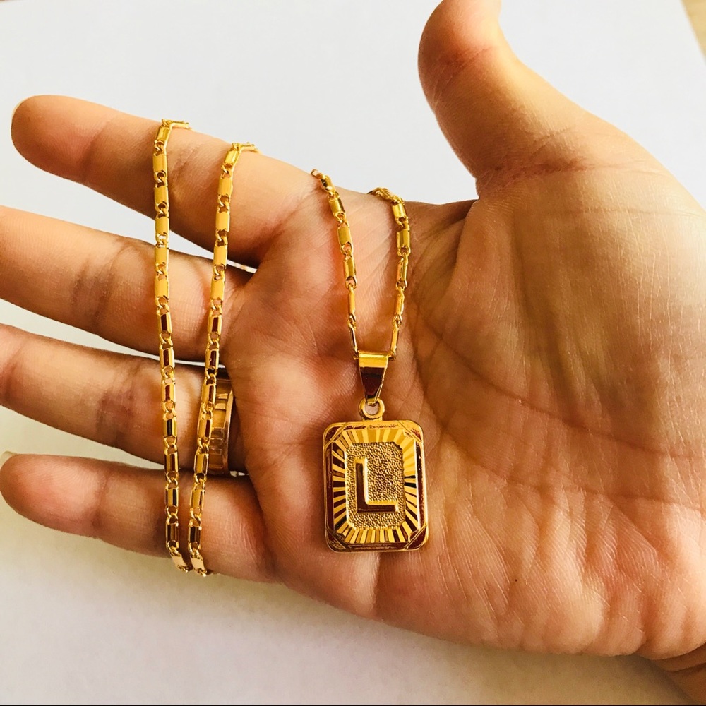 new gold filled unisex initial necklace w. Pendant - Picture 2 of 8